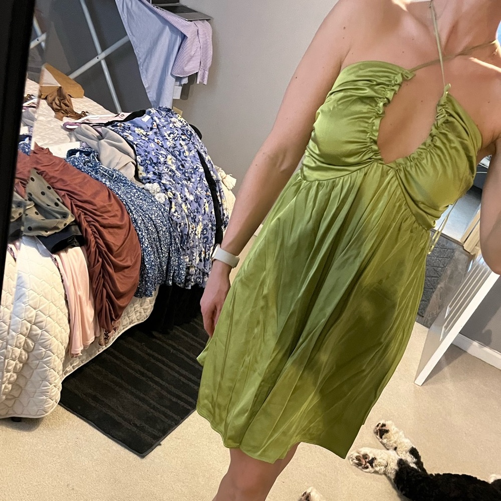 Abercrombie Green silk mini dress